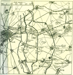 Original 1917 map of the Arras battle zone