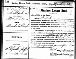 1891 Marriage of William A Barnes to Martha E Vaughan cropped